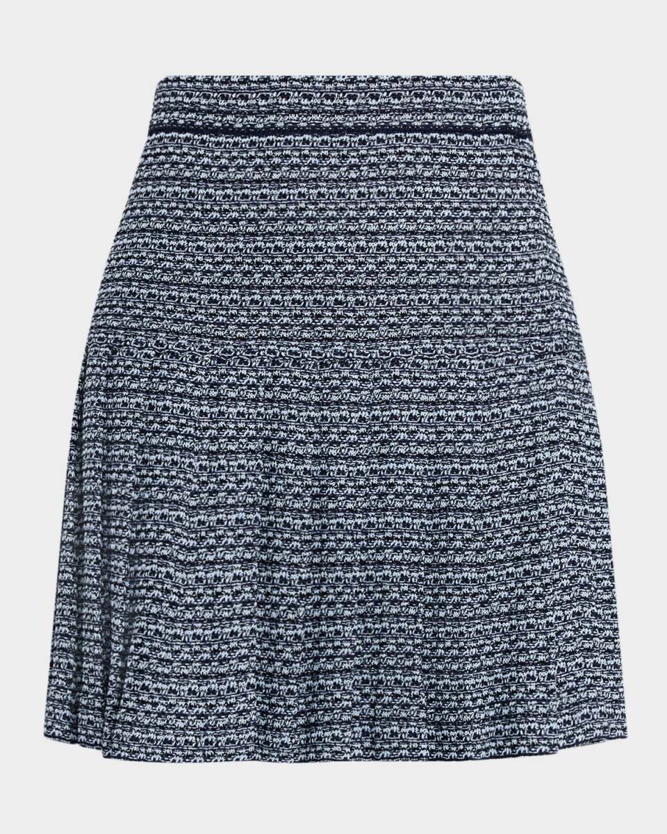 x Lani Lynn Pleated Drop-Waist Tweed Mini Skirt